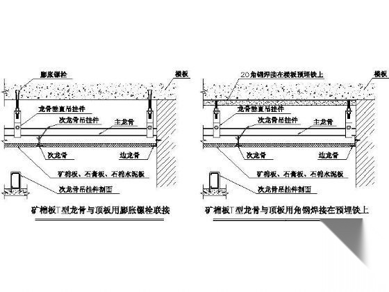 矿棉板与顶板节点详图