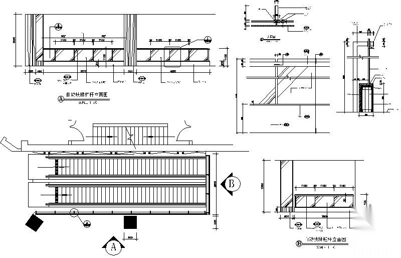 酒店自动扶梯及栏杆详图