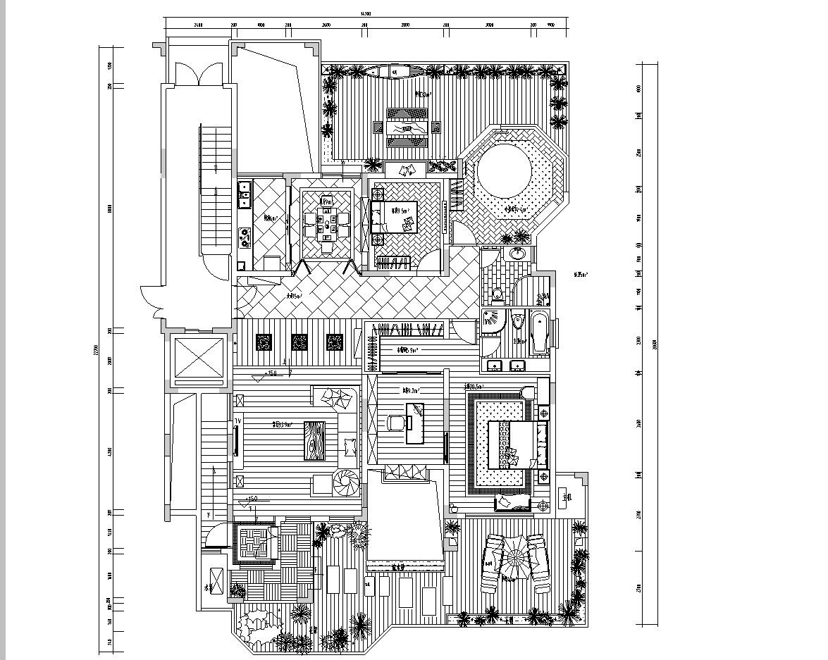 东南亚风格居住区室内施工图设计（CAD+效果图）