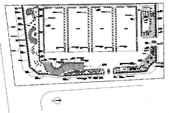 某仓库绿化配置图 工业园区景观