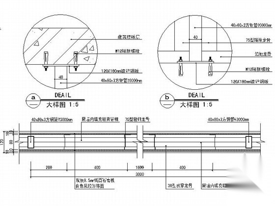 轻钢龙骨石膏板隔墙详图