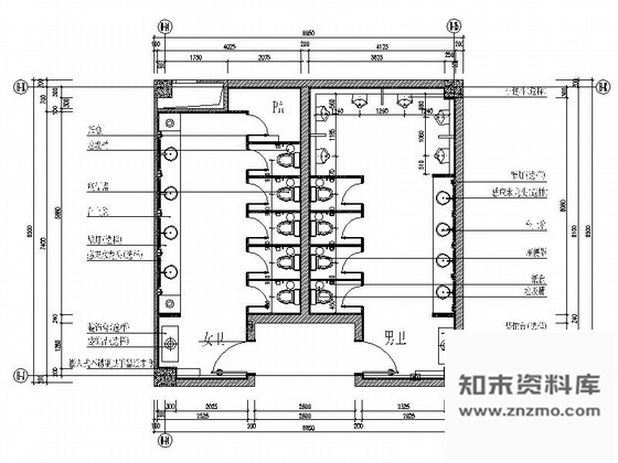 施工图73㎡公共卫生间室内装修图