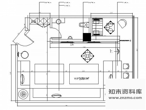 施工图夜总会C型小包间装修图