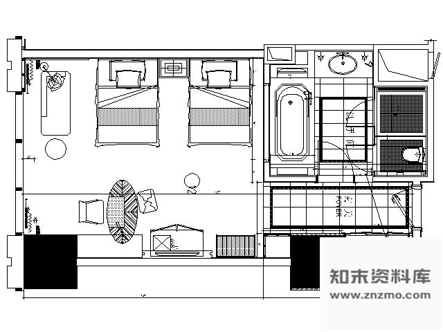 施工图上海五星豪华酒店C13型套房施工图