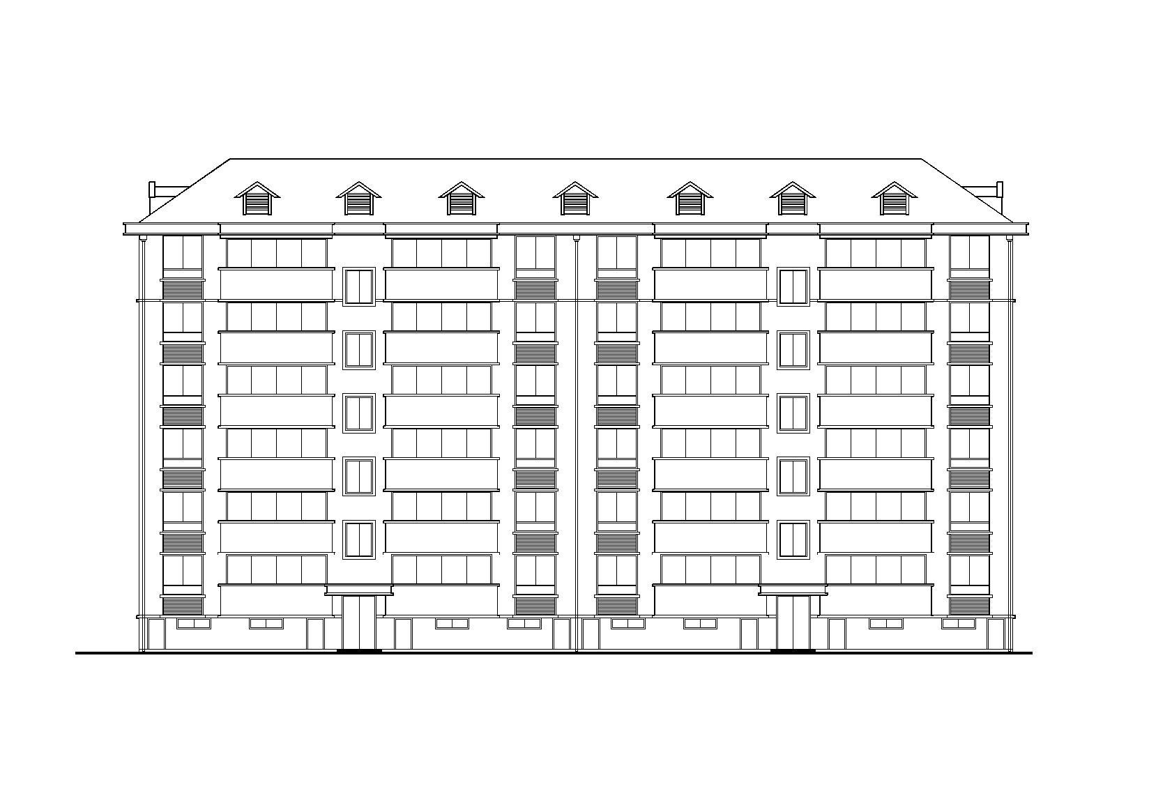 某湖滨小区六层坡屋顶节能回迁住宅楼建筑施工图