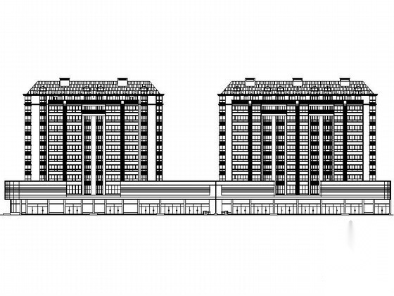 某十一层沿街欧式商住楼建筑施工图（南梯）