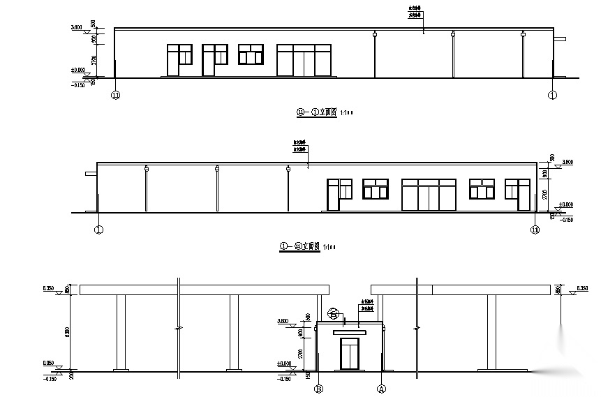 一层砖混加油、加气站全套施工图（罩棚网架）