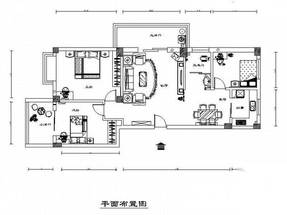 花园小区三居室装修图 平层