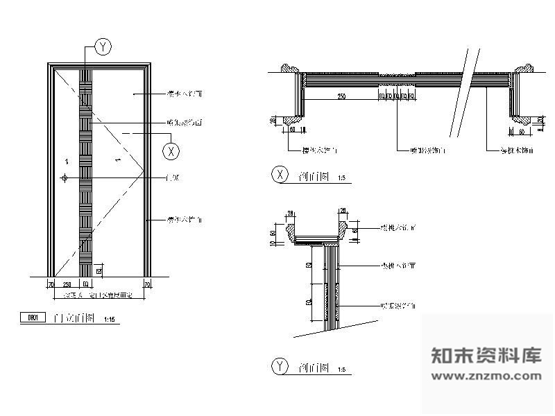 图块/节点樱桃木单扇门详图 通用节点