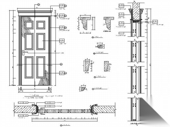 木面饰单扇门 详图 通用节点