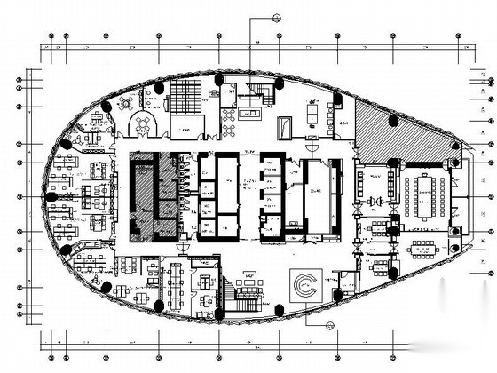 [上海]黄浦江岸独特外形高档现代办公室CAD装修施工图（...