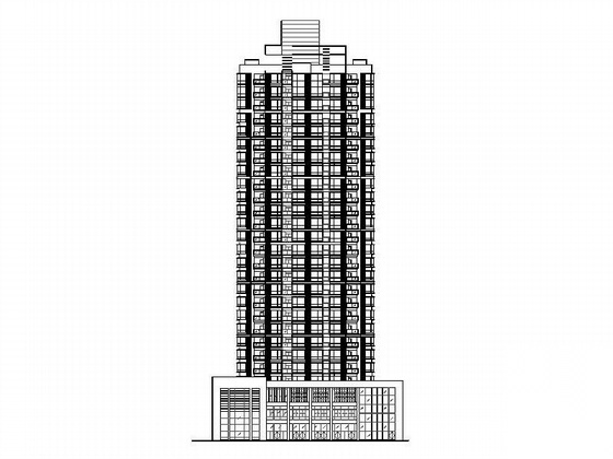 某二十七层一梯六塔式顶层复式商住楼建筑初步设计图