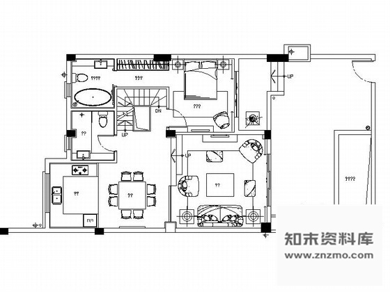 施工图现代古典双层别墅室内装修图含效果