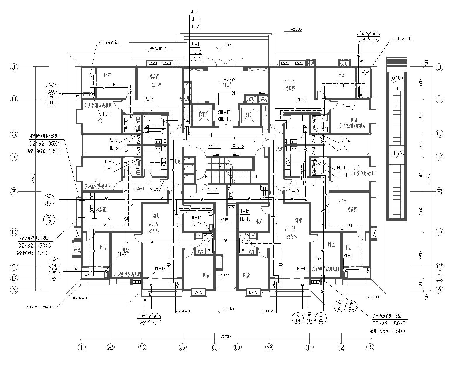 朝阳社区36号楼给排水设计图纸 建筑给排水