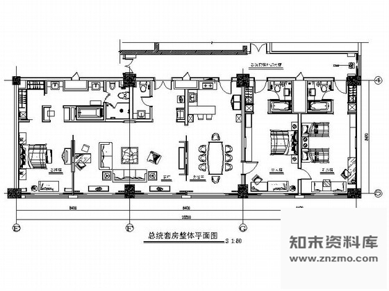 施工图鄂尔多斯某酒店第二十层总统套房施工图