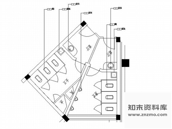 施工图酒店公共卫生间室内装修图