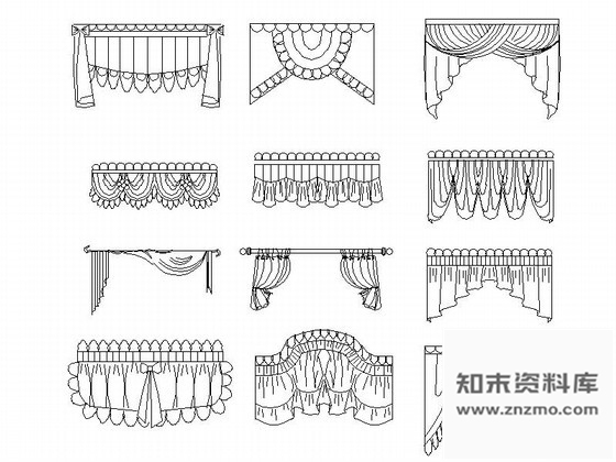 图块/节点现代窗帘全套CAD图块下载