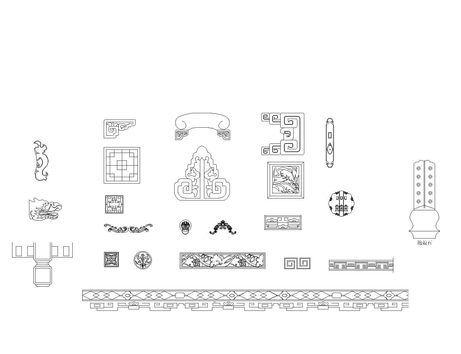 中式风格CAD图块 各式线条