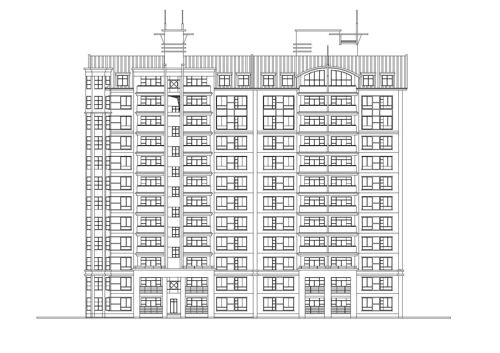 小高层一梯四户住宅楼建筑施工图及大样图