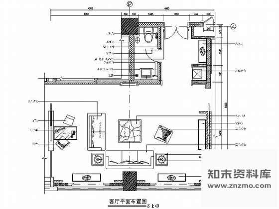 施工图某酒店总统套房客厅装修图