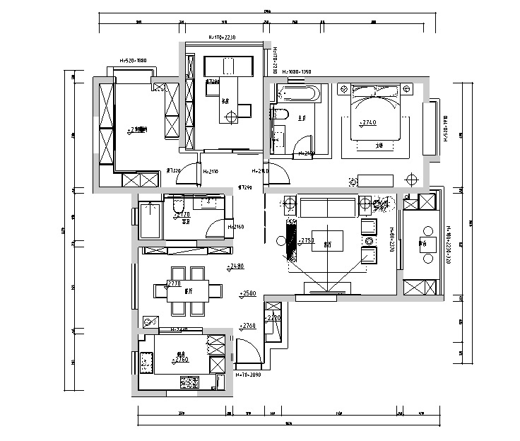 陌上倾城|新昌城中式风样板间设计施工图（附效果图） 平层