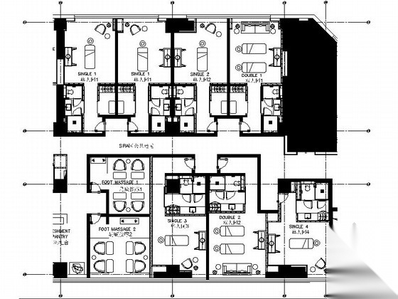 [上海]新中式五星级酒店SPA室装修施工图（含效果）