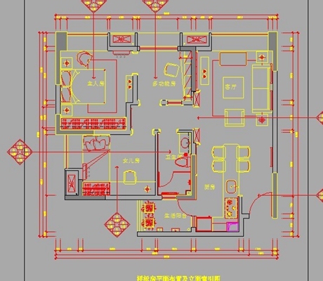 古典奢华样板房 cad2007 平层