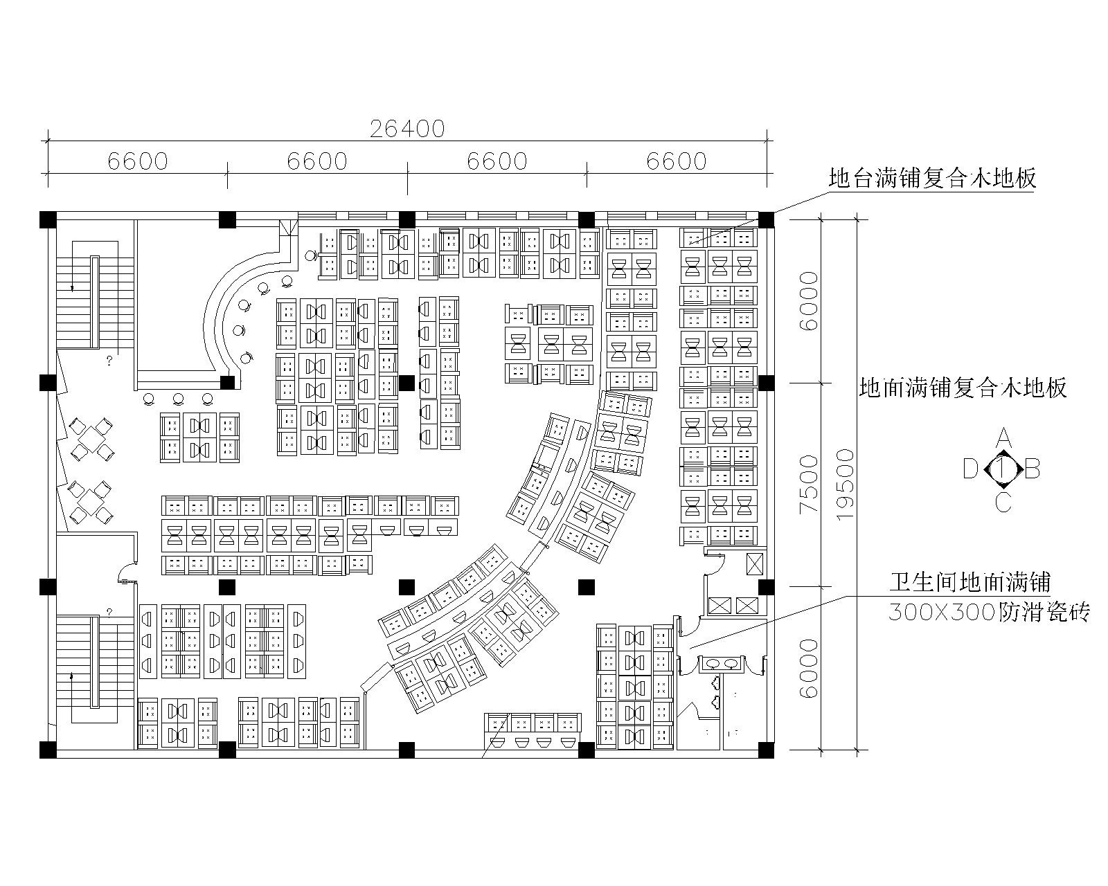 网吧室内装修设计方案图（CAD）