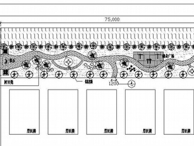 [山东]某村河道绿化设计平面图 休闲景观