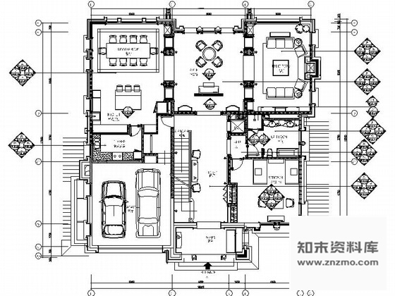 施工图北京精品自然花园区现代典雅两层别墅室内装修施工图含效果