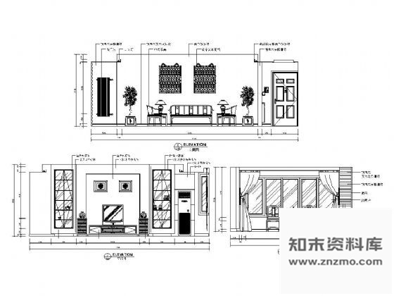 图块/节点优雅客厅立面设计图