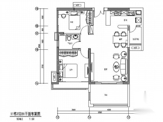 [深圳]精品花园现代风格两居室样板间装修图（含效果） 平层