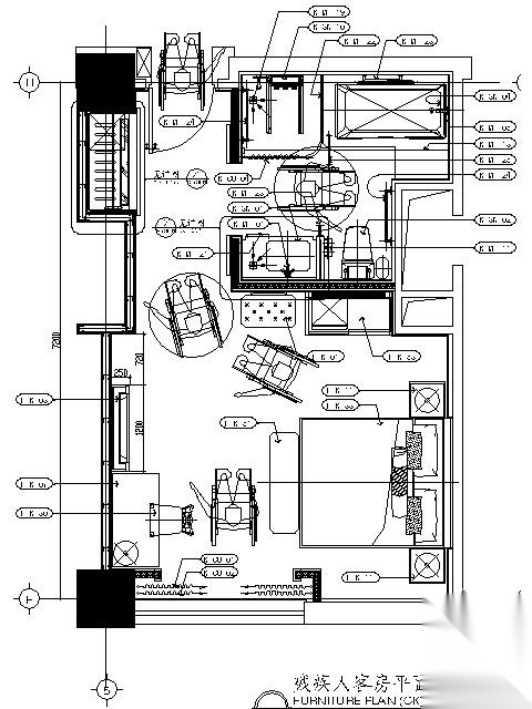 酒店残疾人客房施工图 客房