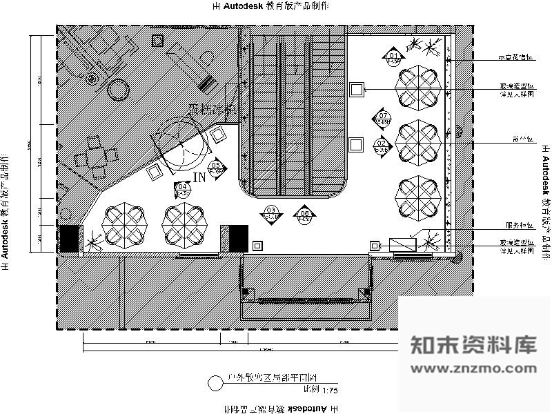 施工图福州某公馆酒吧户外散席区室内装修图