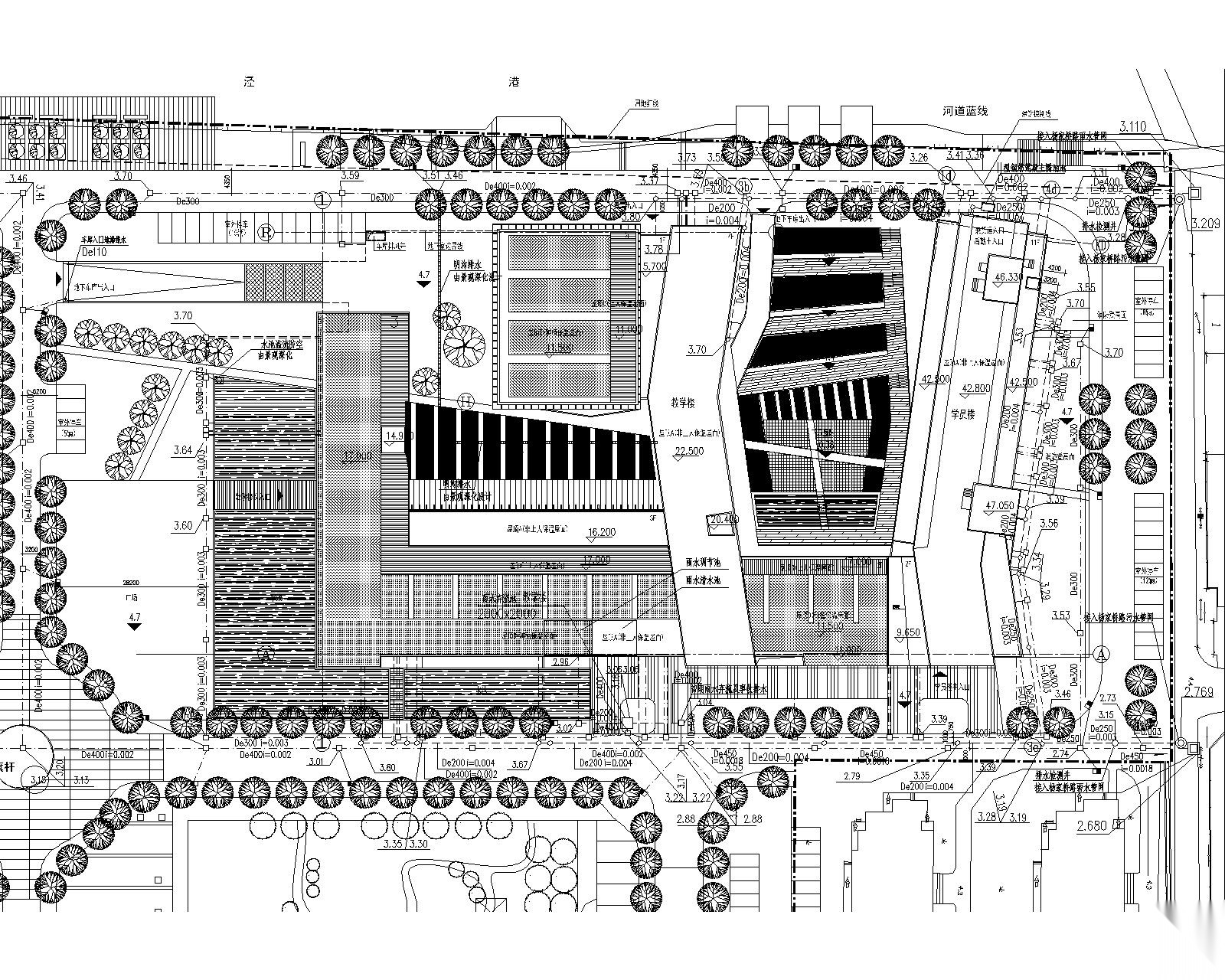 [上海]教学楼及学院楼给排水施工图（含给水、排水、消防... 建筑给排水