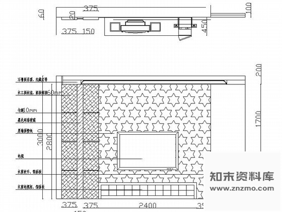 图块/节点南宁某中式样板房客厅立面含效果