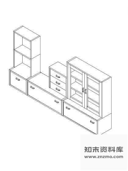 图块/节点书柜CAD三维图块13