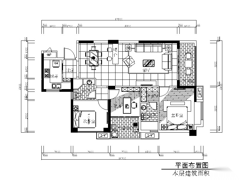 现代简约样板房设计CAD施工图（含效果图、实景图） 平层