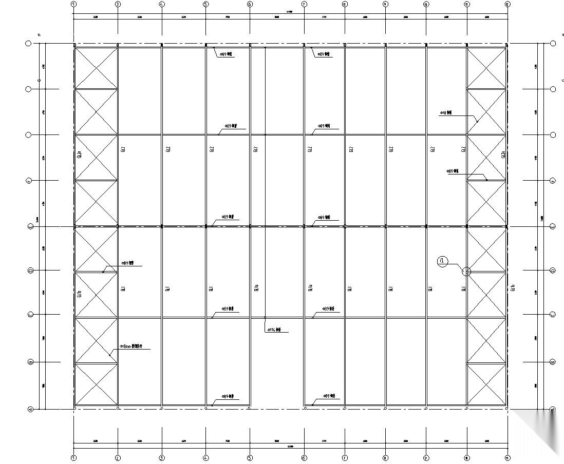 54米双跨门刚汽车销售展厅结构施工图CAD