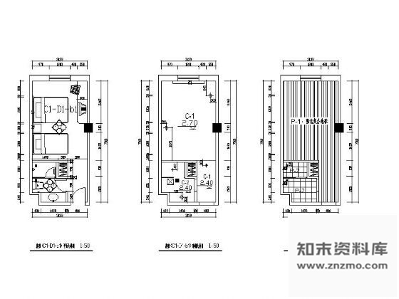 图块/节点酒店标间平面图Ⅱ