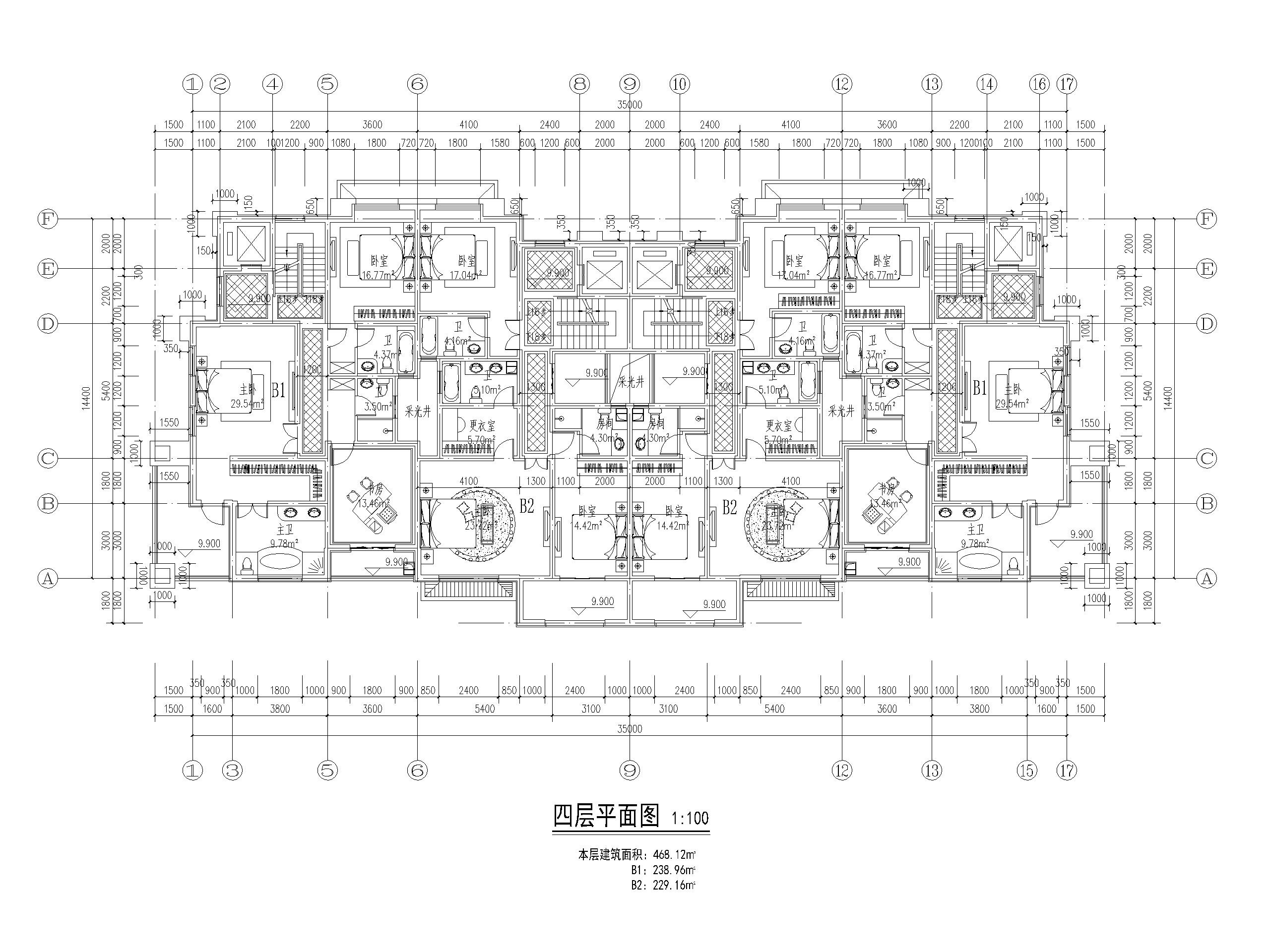 90套联排独栋别墅平面户型设计（CAD）