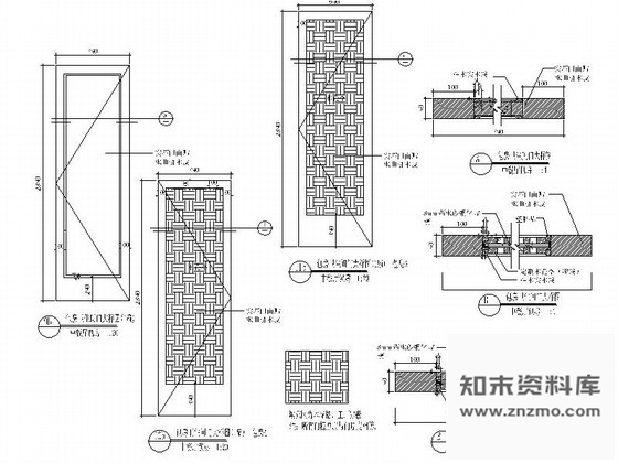 图块/节点中式木花格装饰门详图 通用节点