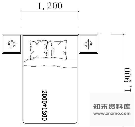 图块/节点床平面CAD图块8