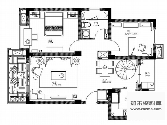 施工图江苏高档叠层双层别墅室内设计CAD施工图