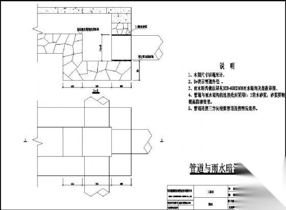 某生活区雨水暗沟、盖板、过梁大样图