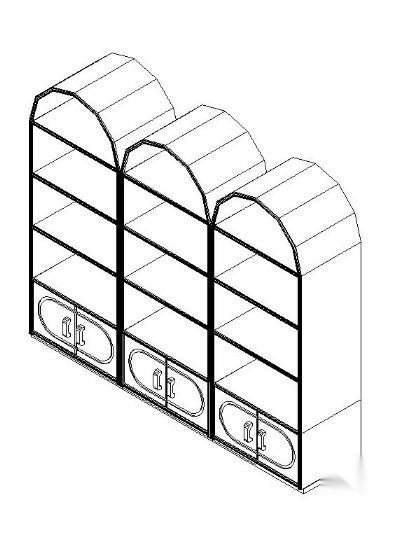 书柜CAD三维图块5