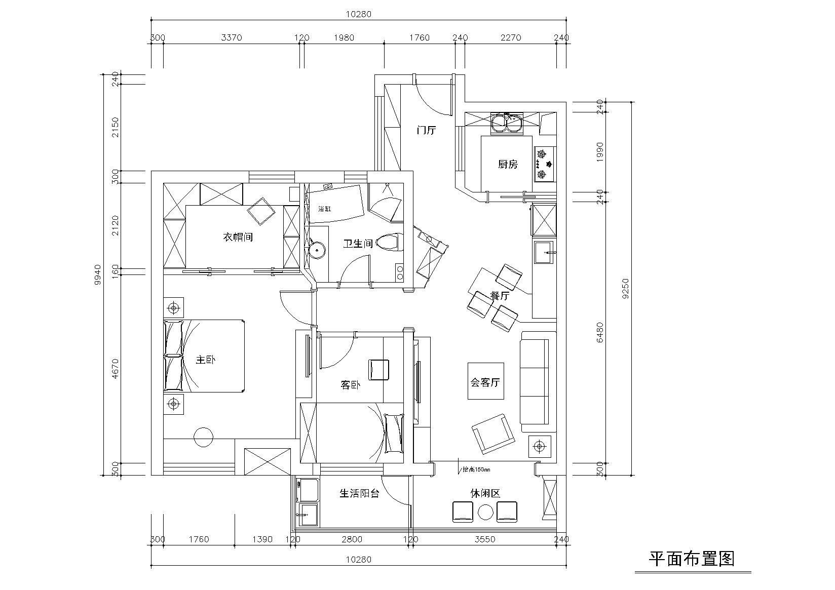 [江苏]昆承湖国际花园样板间CAD施工图+实景 平层