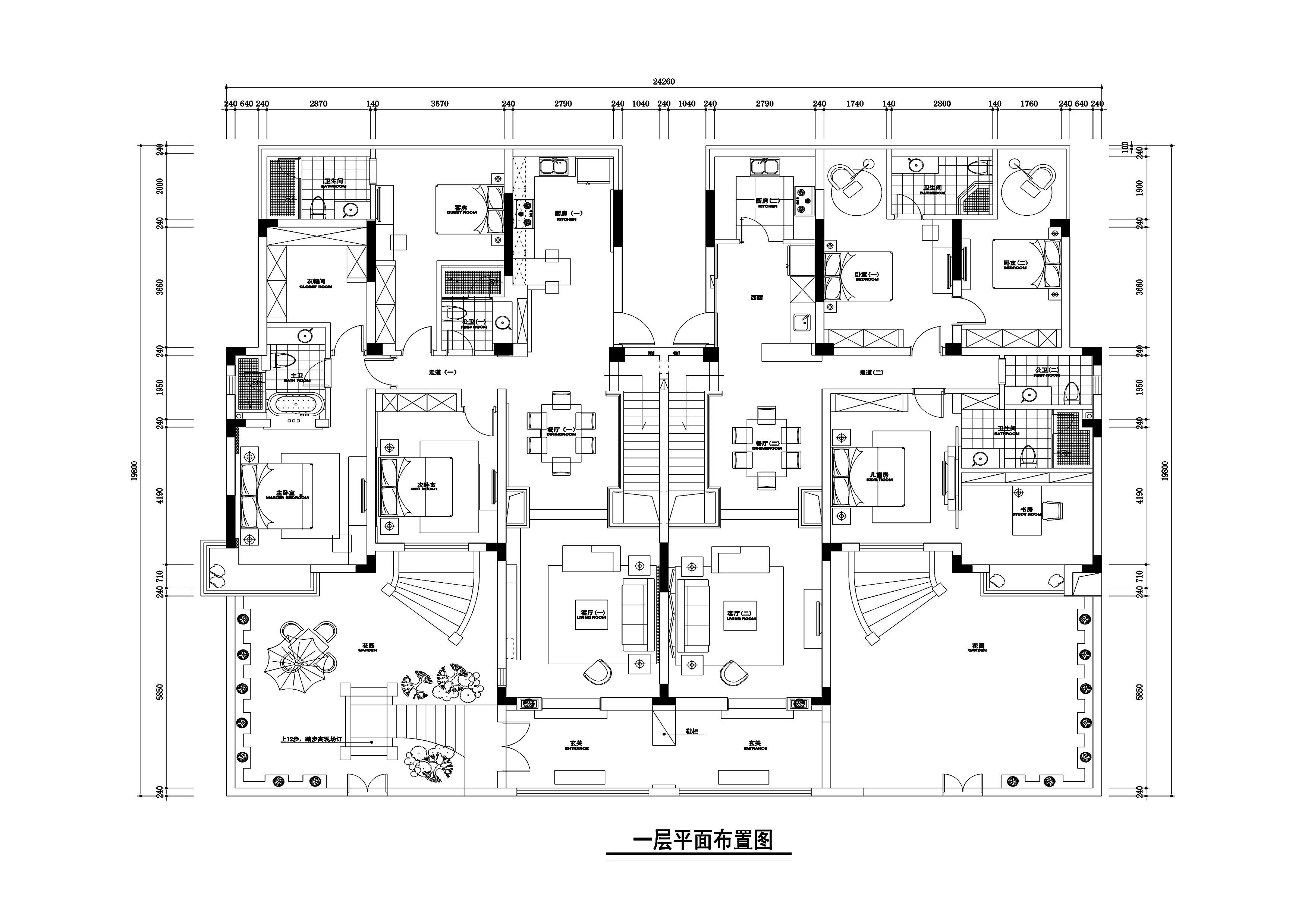 虞山尚园公寓室内装修施工图+效果图