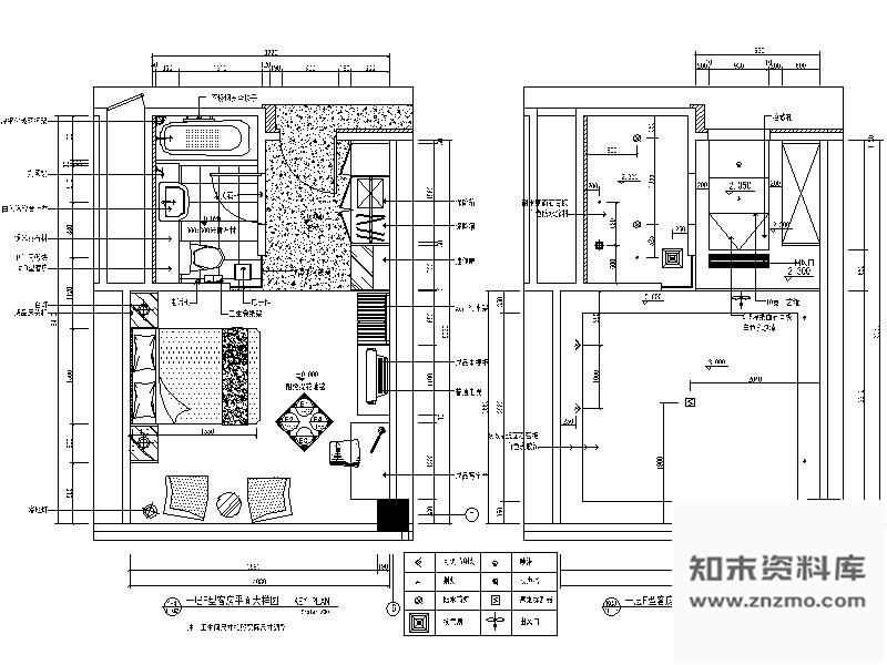 图块/节点25㎡双人客房立面图