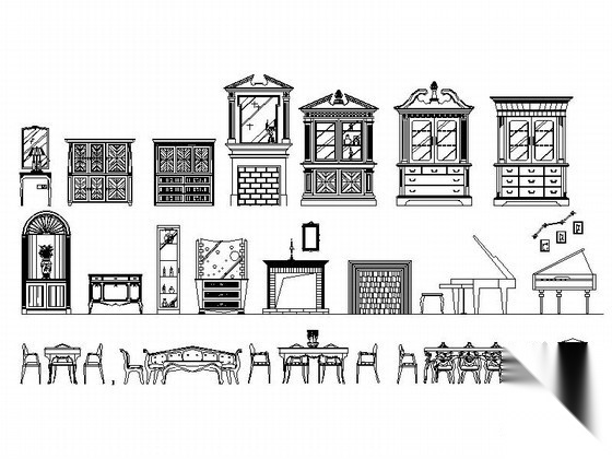 全套欧式风格家居CAD图块下载